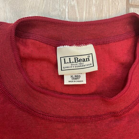 L.L. Bean Men’s XL Red Cotton Wool Thermal Crewneck Long Sleeve Shirt Canada - Picture 3 of 7
